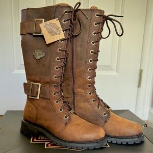 New with tags in box Harley Davidson Brown Belhaven Knee-High Boots size 7.5